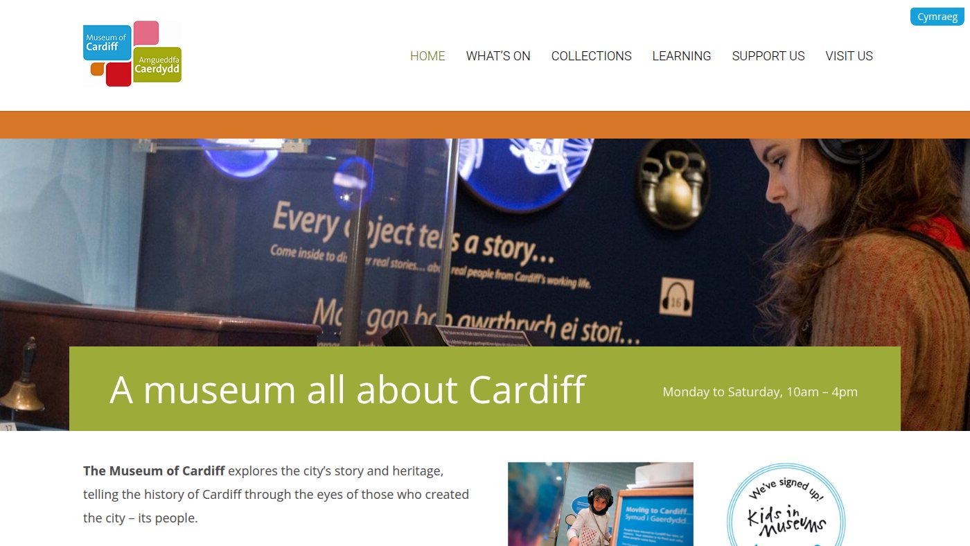 The home page of cardiffmuseum.com