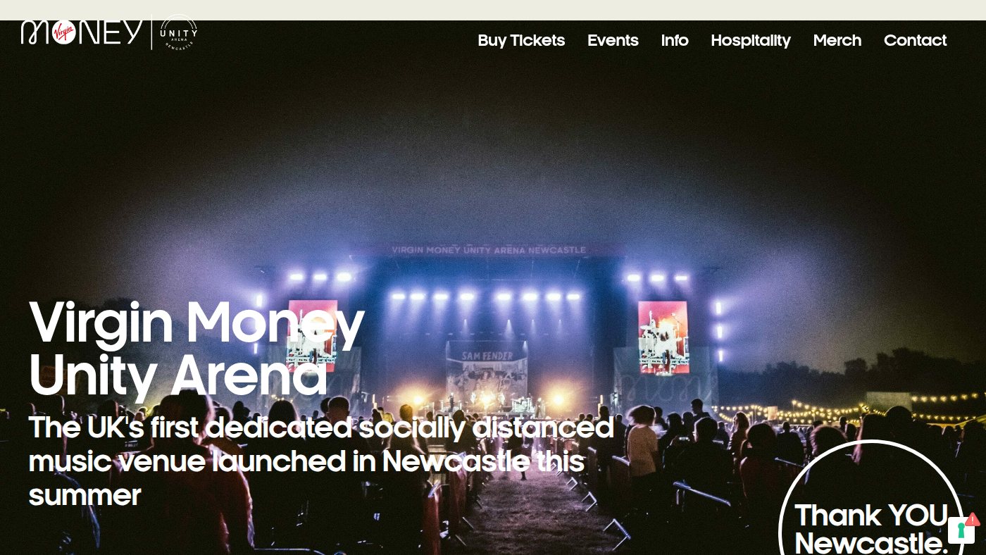 The home page of virginmoneyunityarena.com