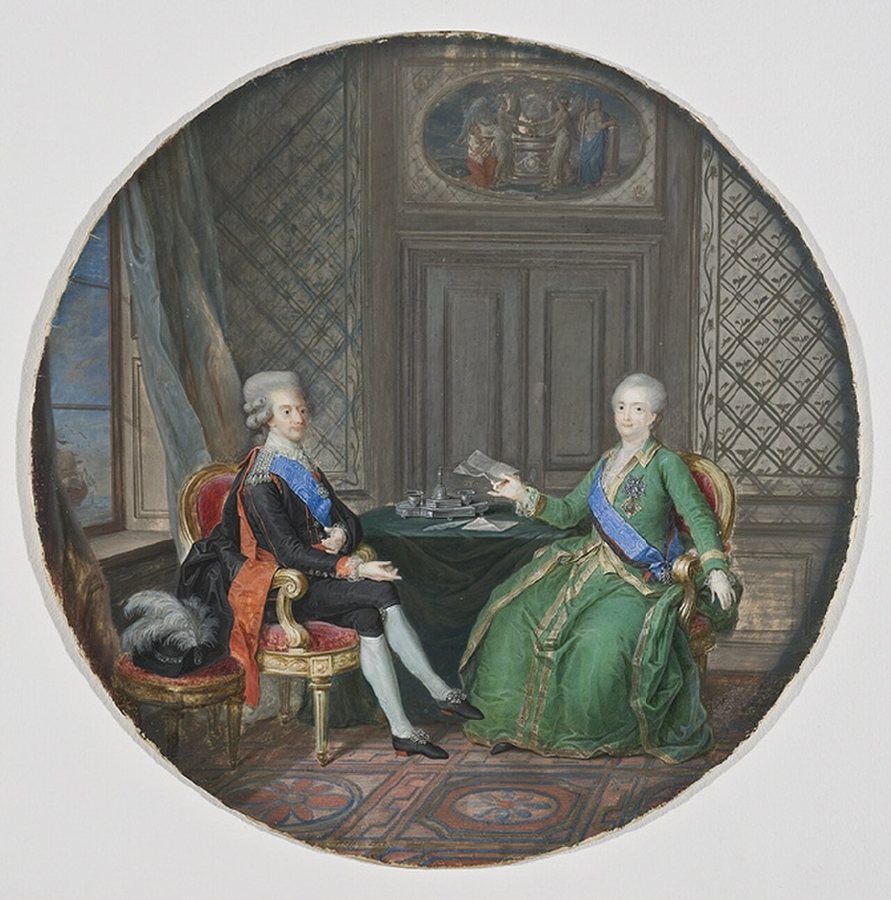 King Gustav III of Sweden and Empress Catherine II of Russia in Fredrikshamn in 1783