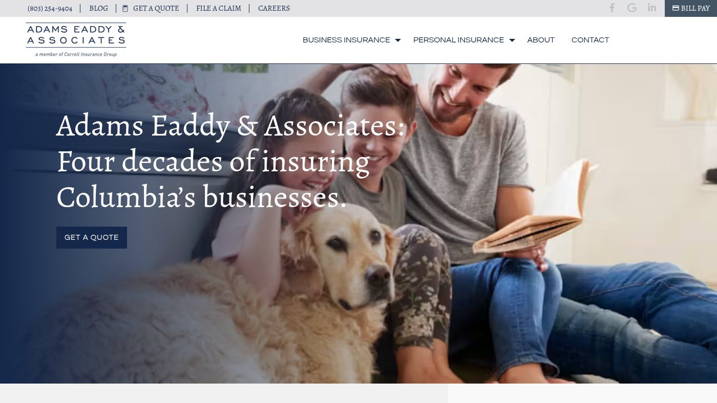 The home page of adamseaddy.com