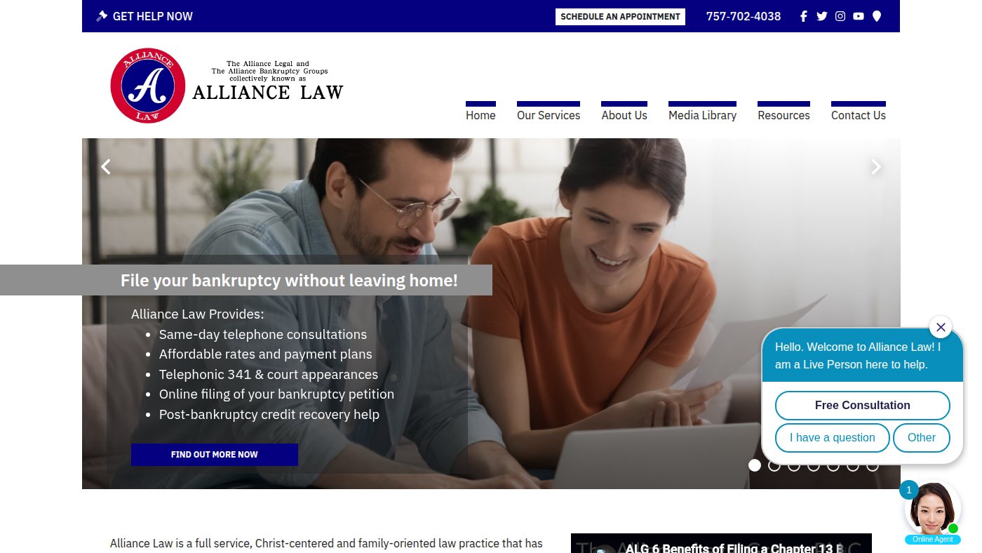 The home page of call54legal.com