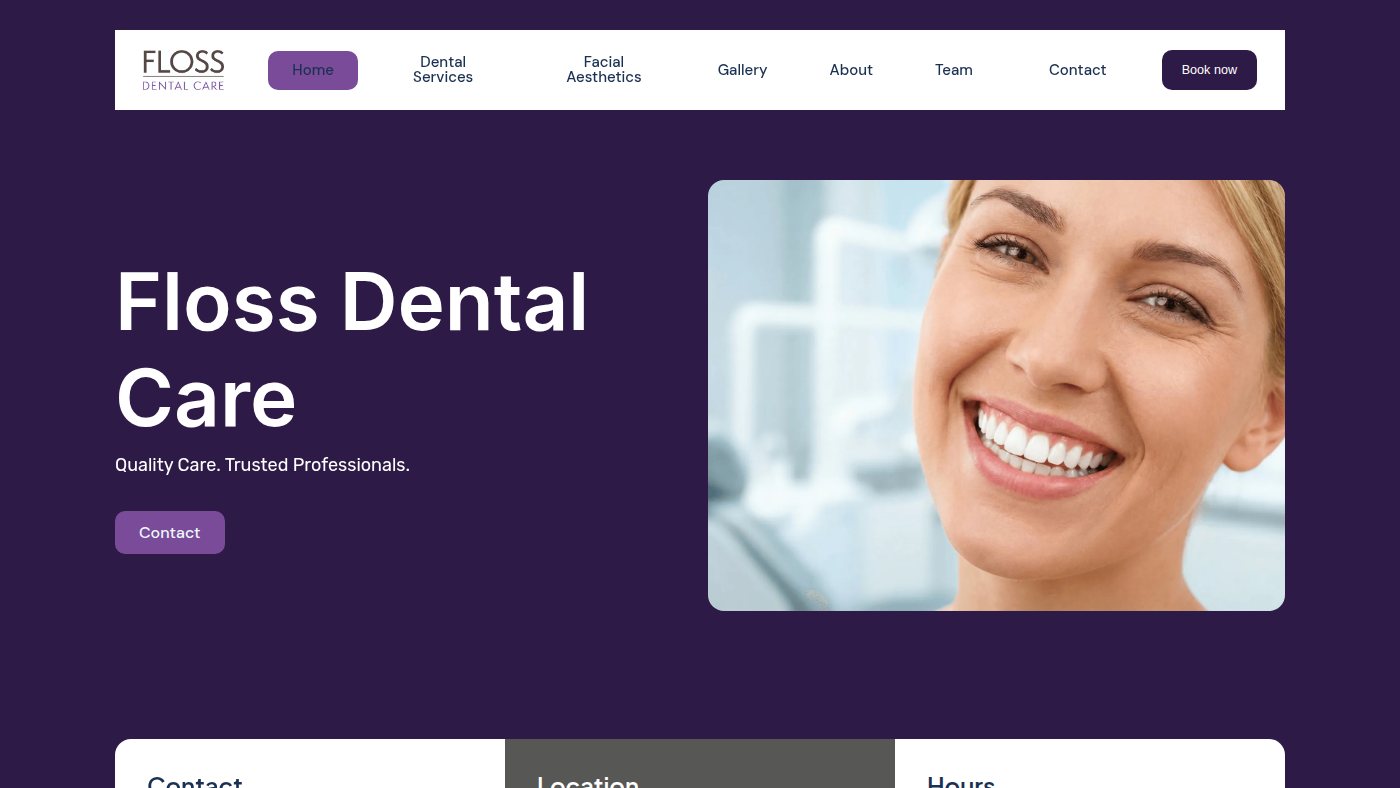 The home page of flossdental.co.uk
