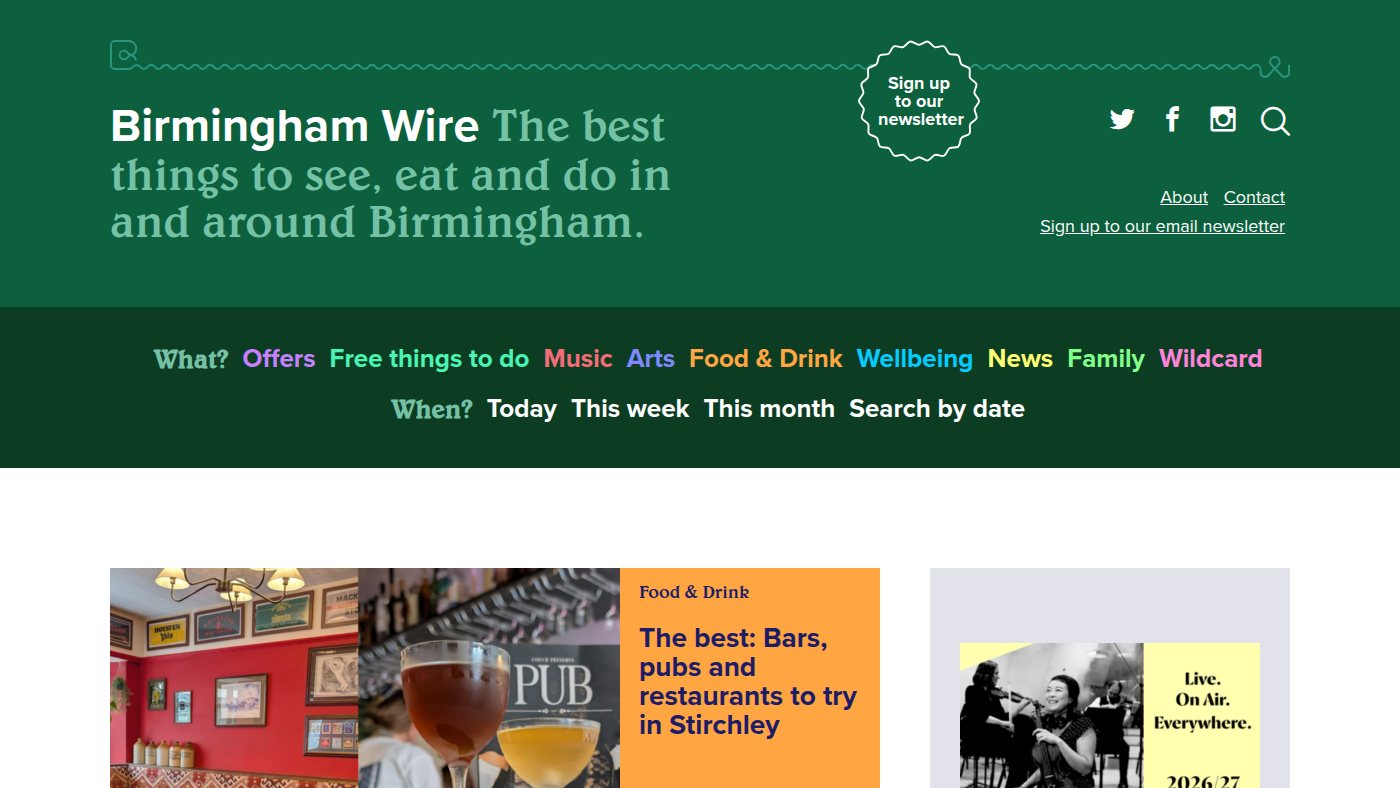 The home page of birminghamwire.co.uk