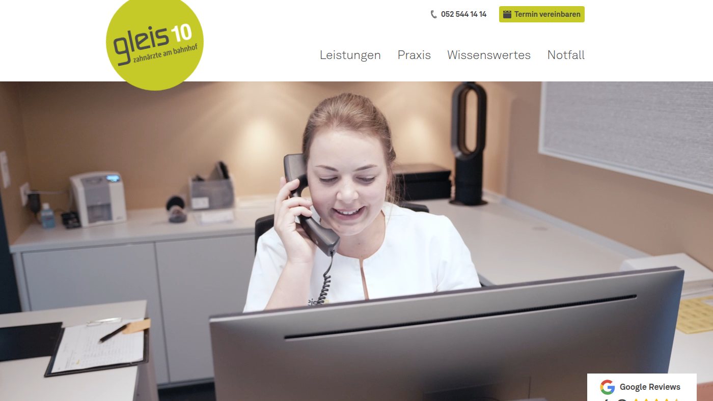 The home page of gleis10.ch