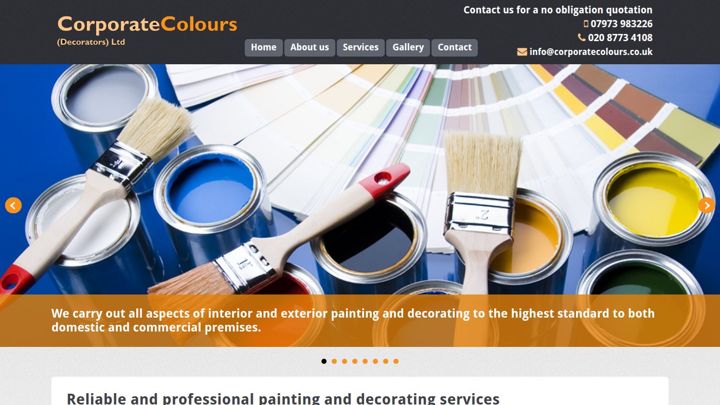 The home page of corporatecolours.co.uk