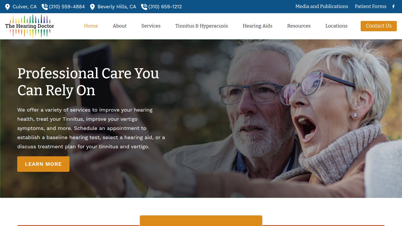 The home page of thehearingdoctor.com