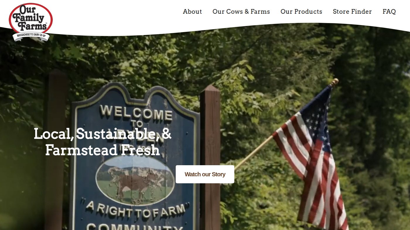 The home page of ourfamilyfarms.com