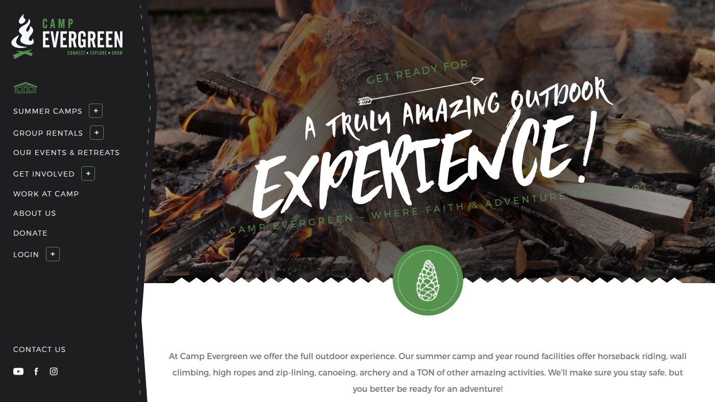 The home page of camp-evergreen.com