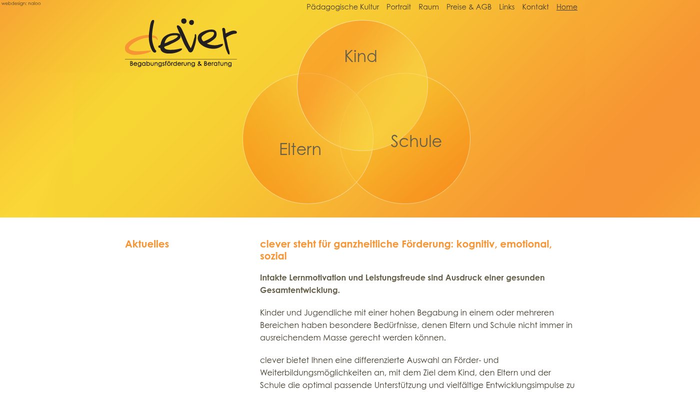 The home page of clever-begabungsfoerderung.ch