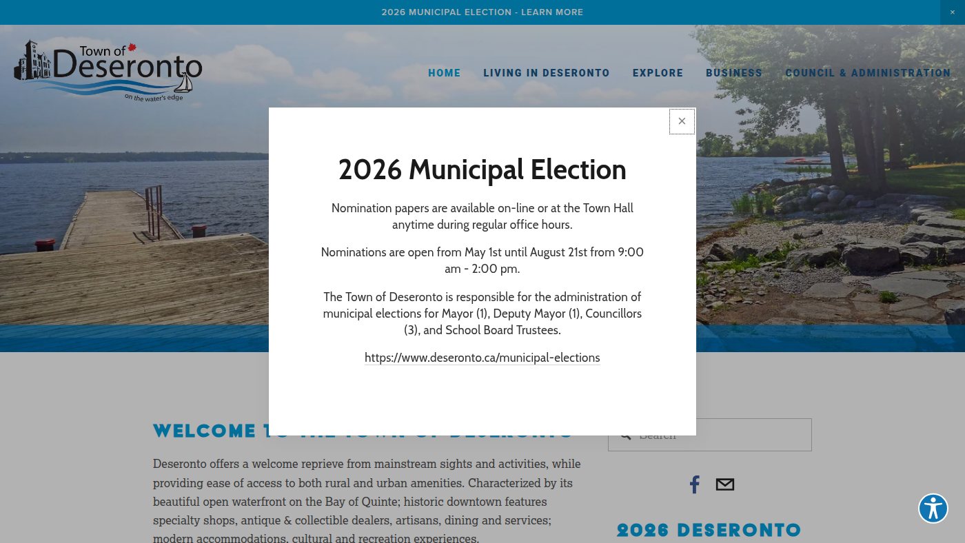 The home page of deseronto.ca