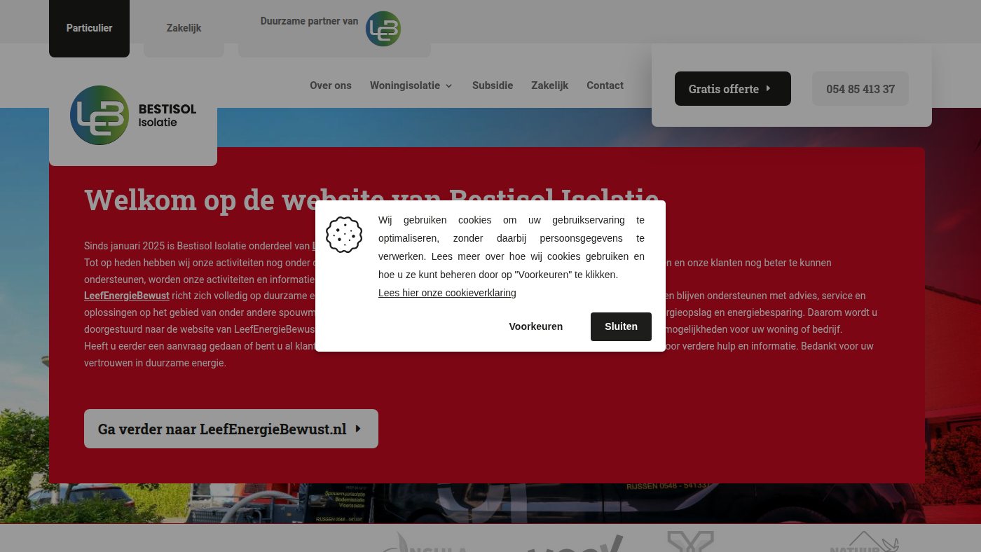 The home page of bestisol.com