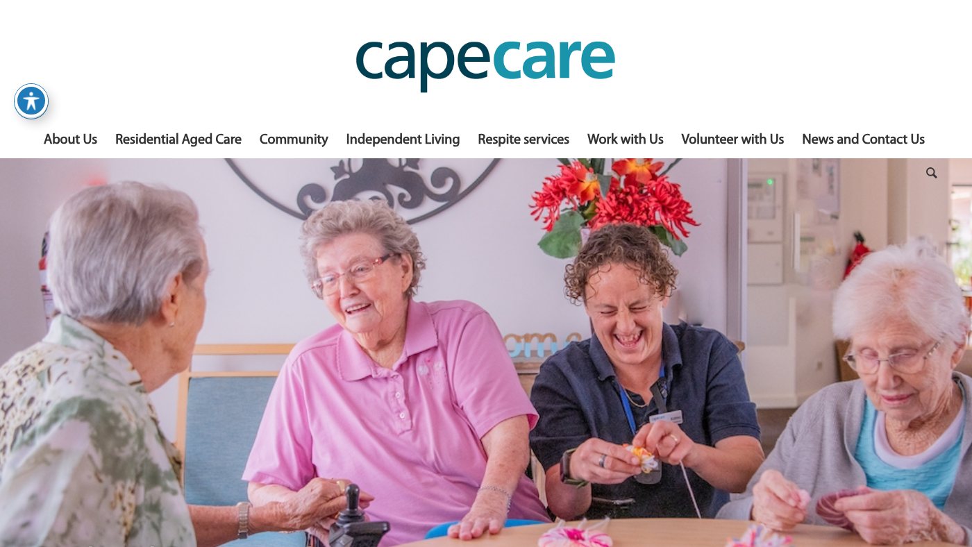 The home page of capecare.com.au