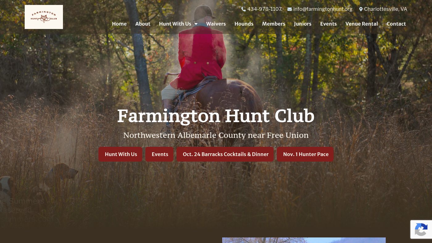 The home page of farmingtonhunt.org