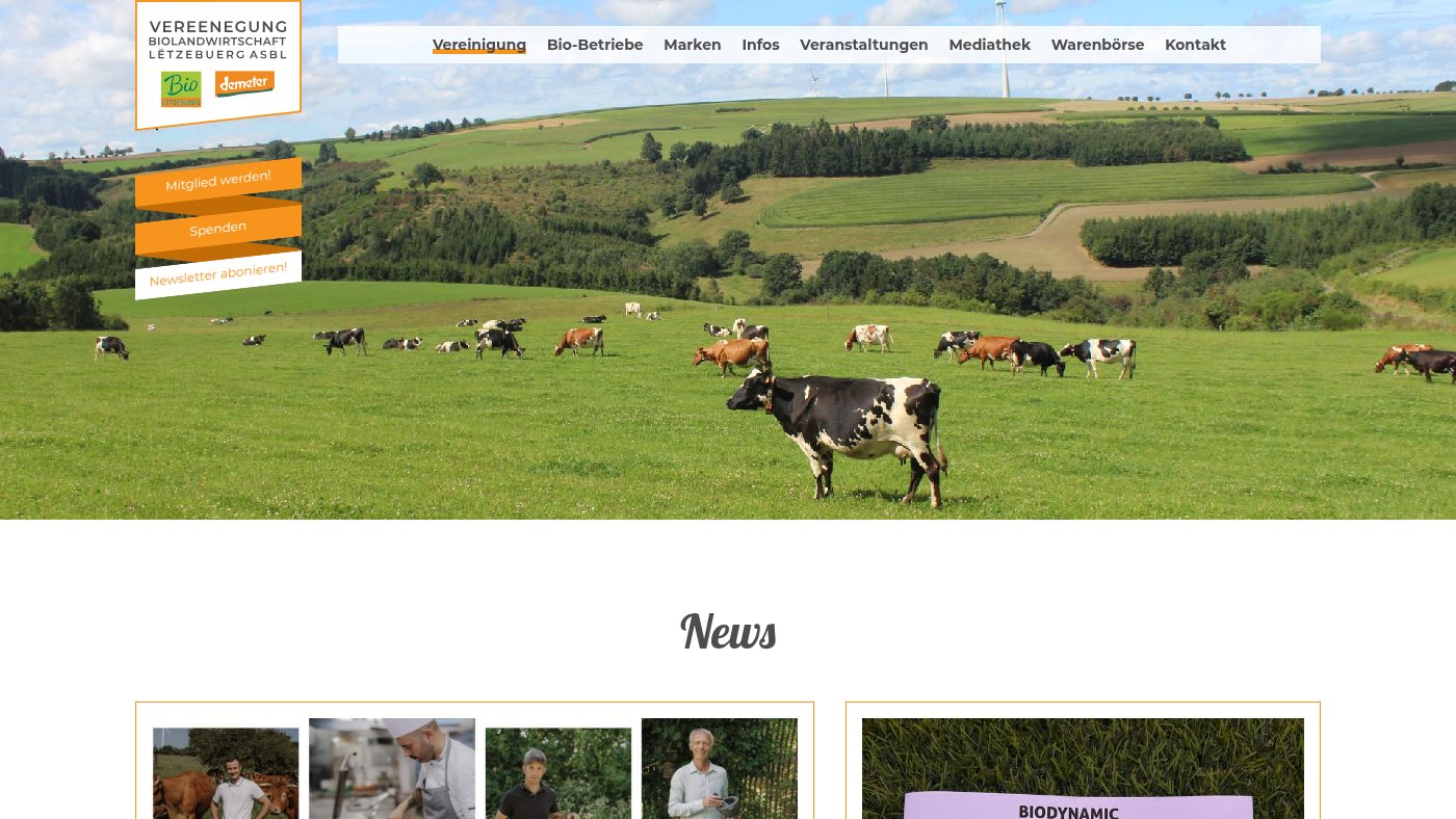 The home page of biovereenegung.lu