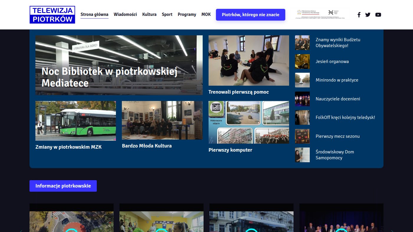 The home page of telewizjapiotrkow.pl