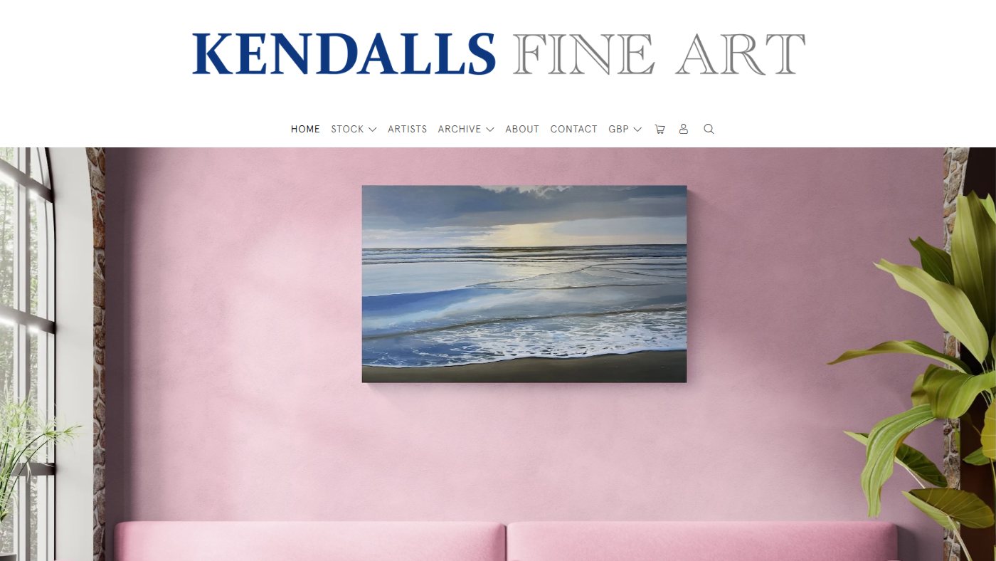 The home page of kendallsfineart.co.uk