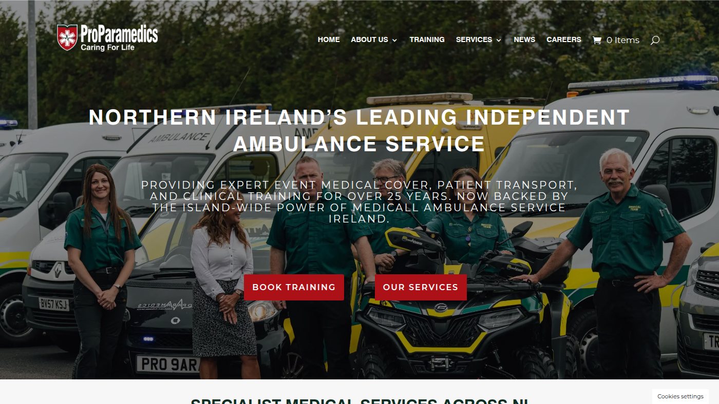 The home page of proparamedics.com