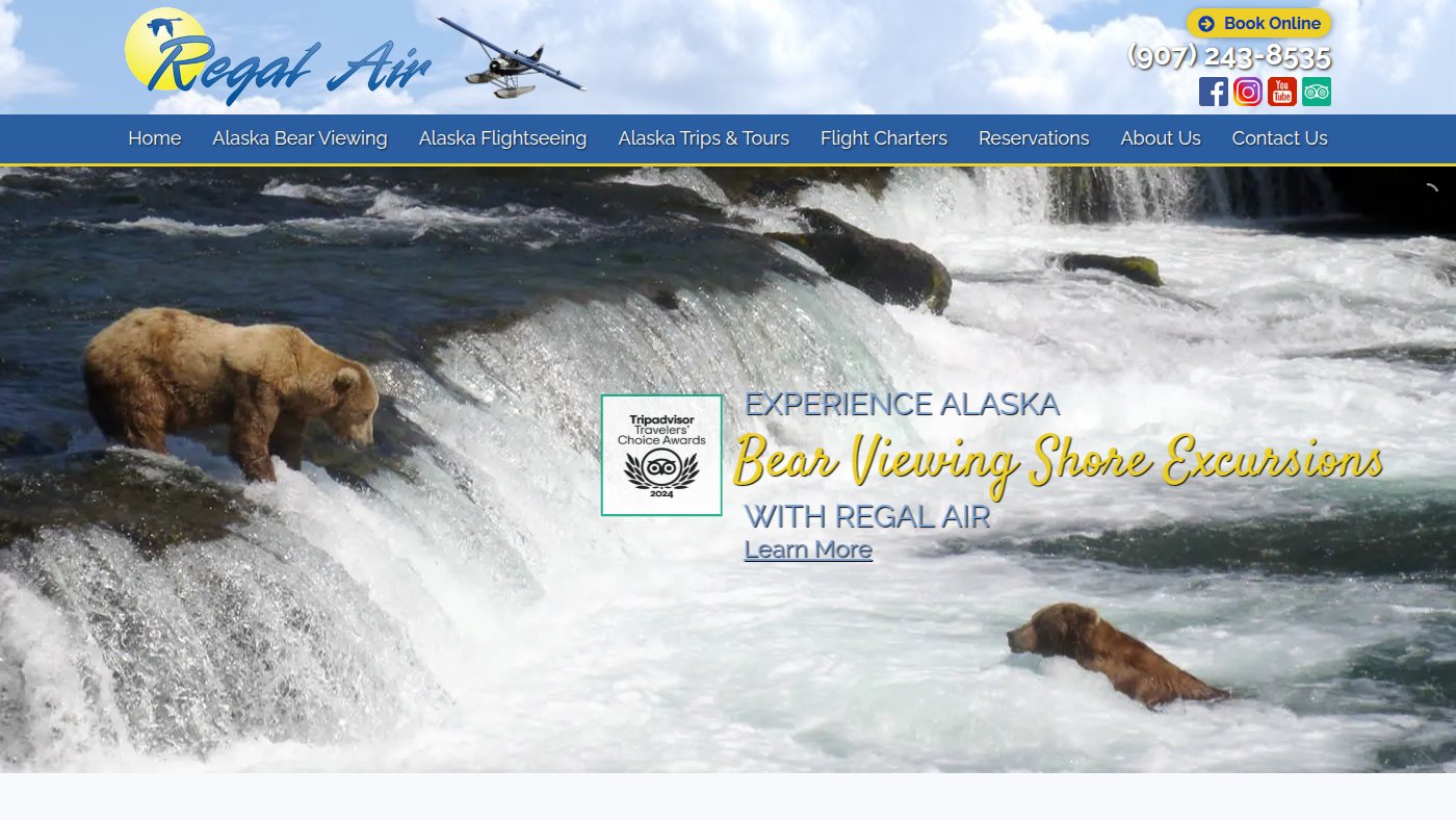 The home page of regal-air.com