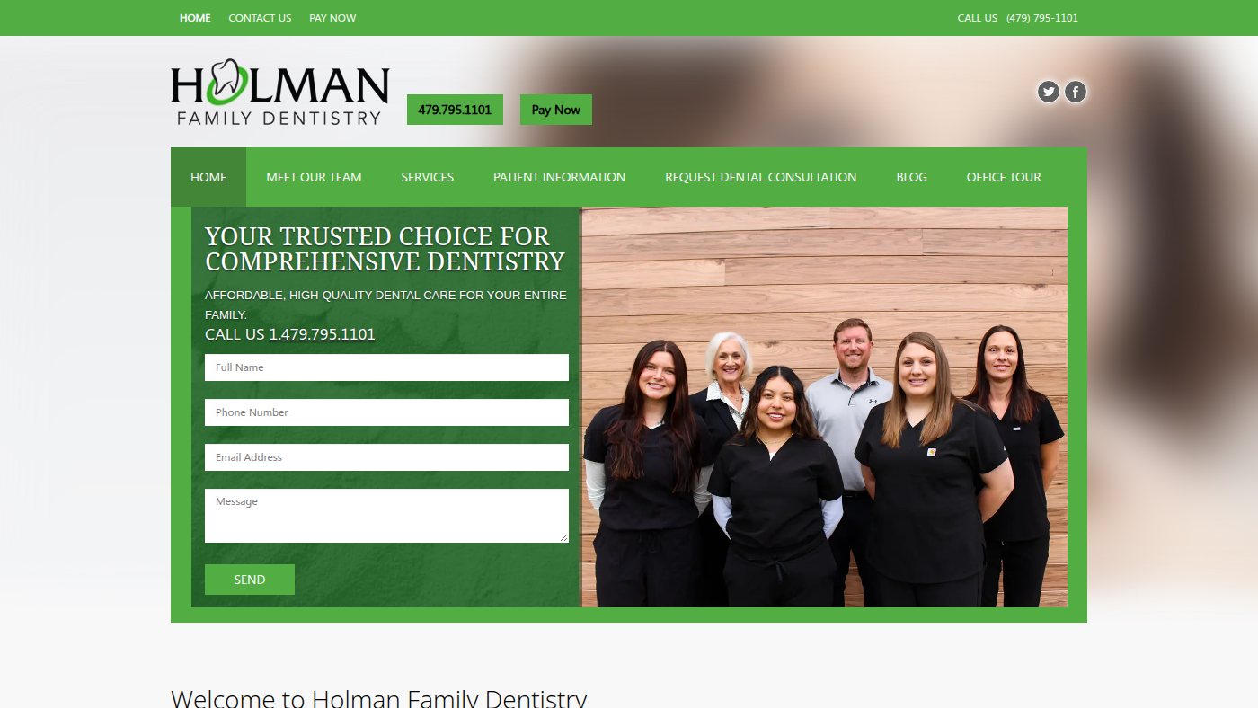 The home page of holmanfamilydentistry.com
