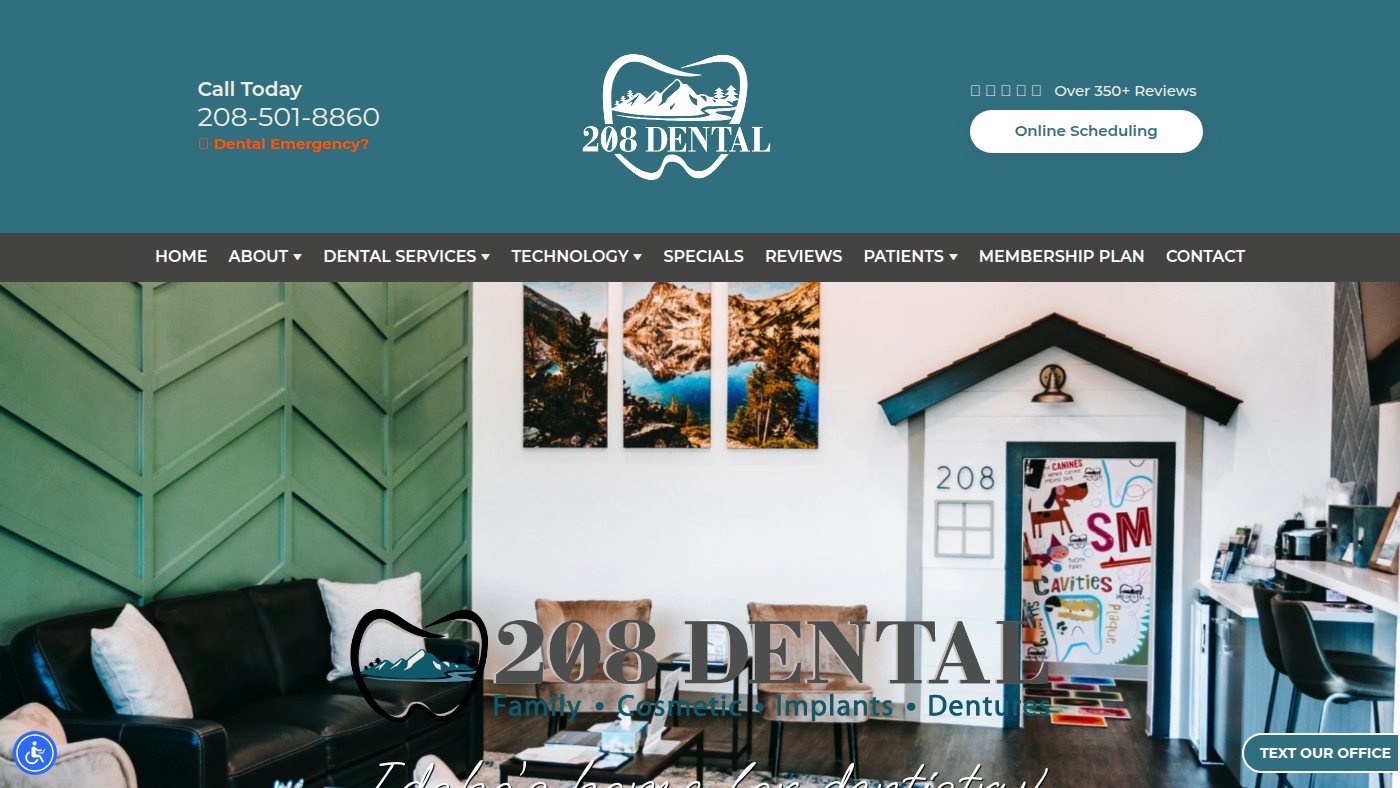 The home page of 208dental.com
