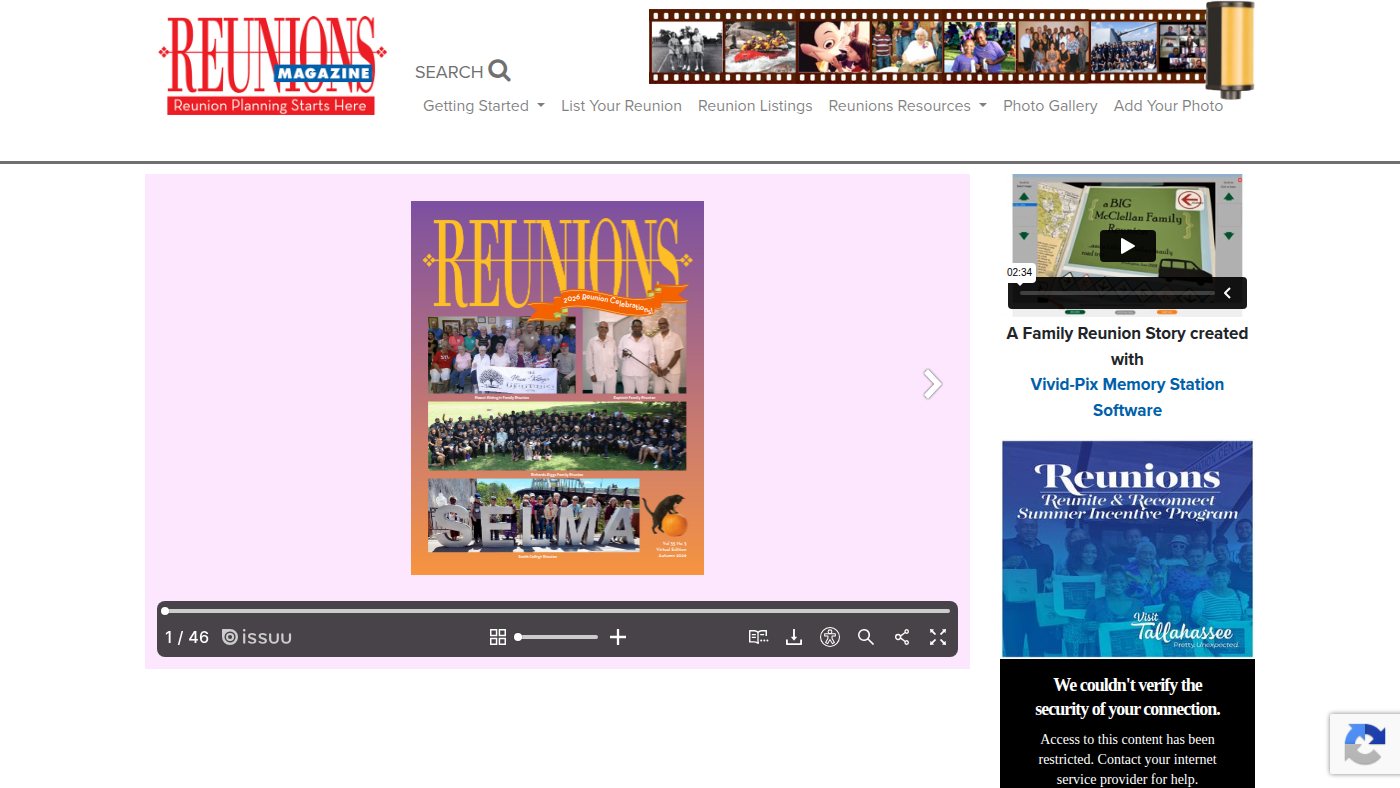 The home page of reunionsmag.com