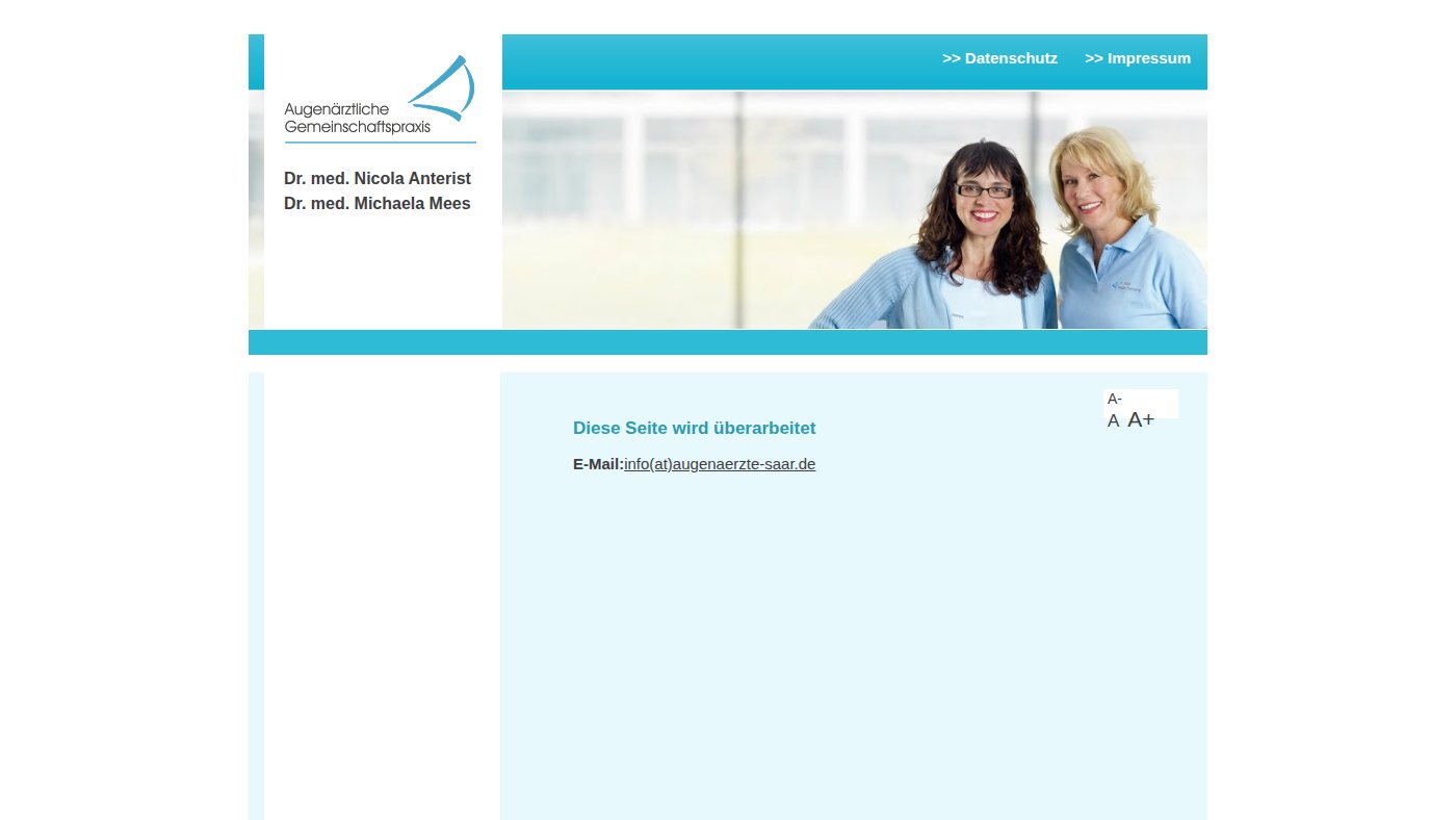 The home page of augenaerzte-saar.de