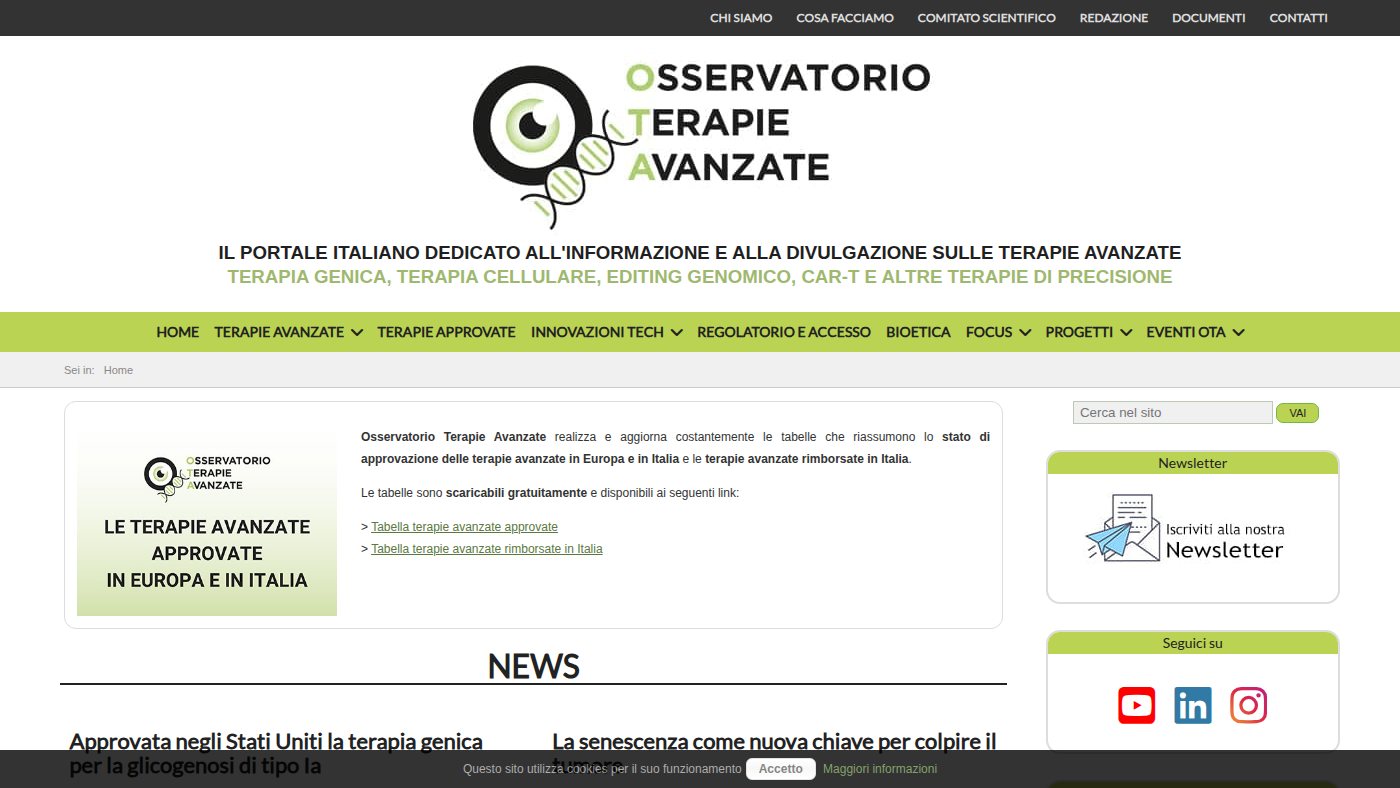 The home page of osservatorioterapieavanzate.it