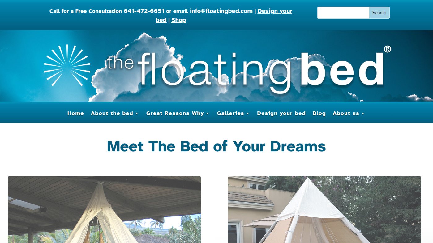 The home page of floatingbed.com