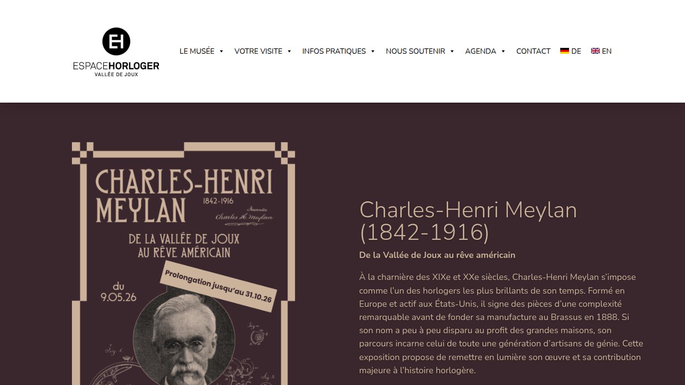 The home page of espacehorloger.ch