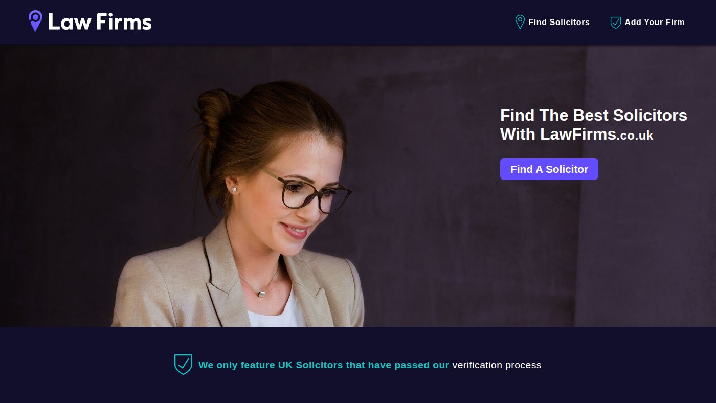 The home page of lawfirms.co.uk