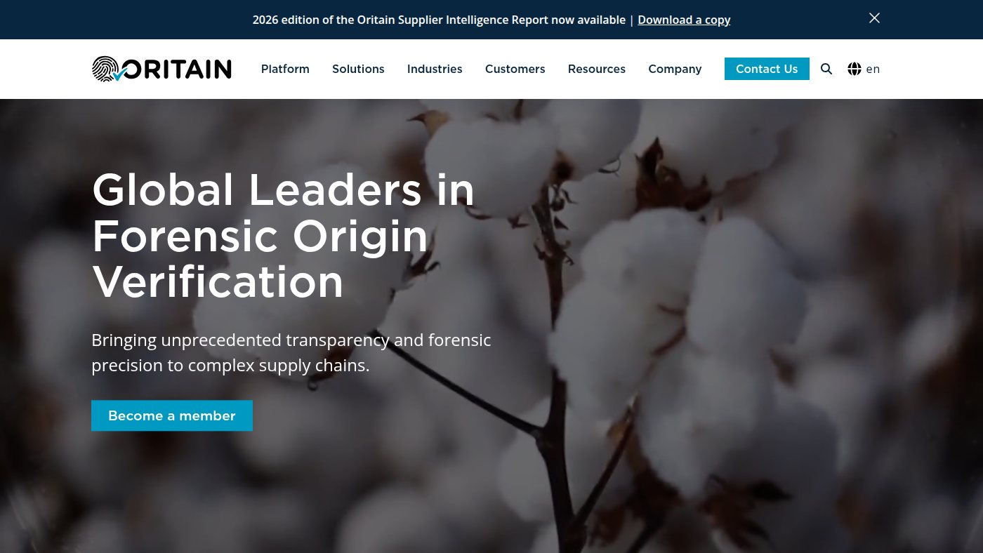 The home page of oritain.com