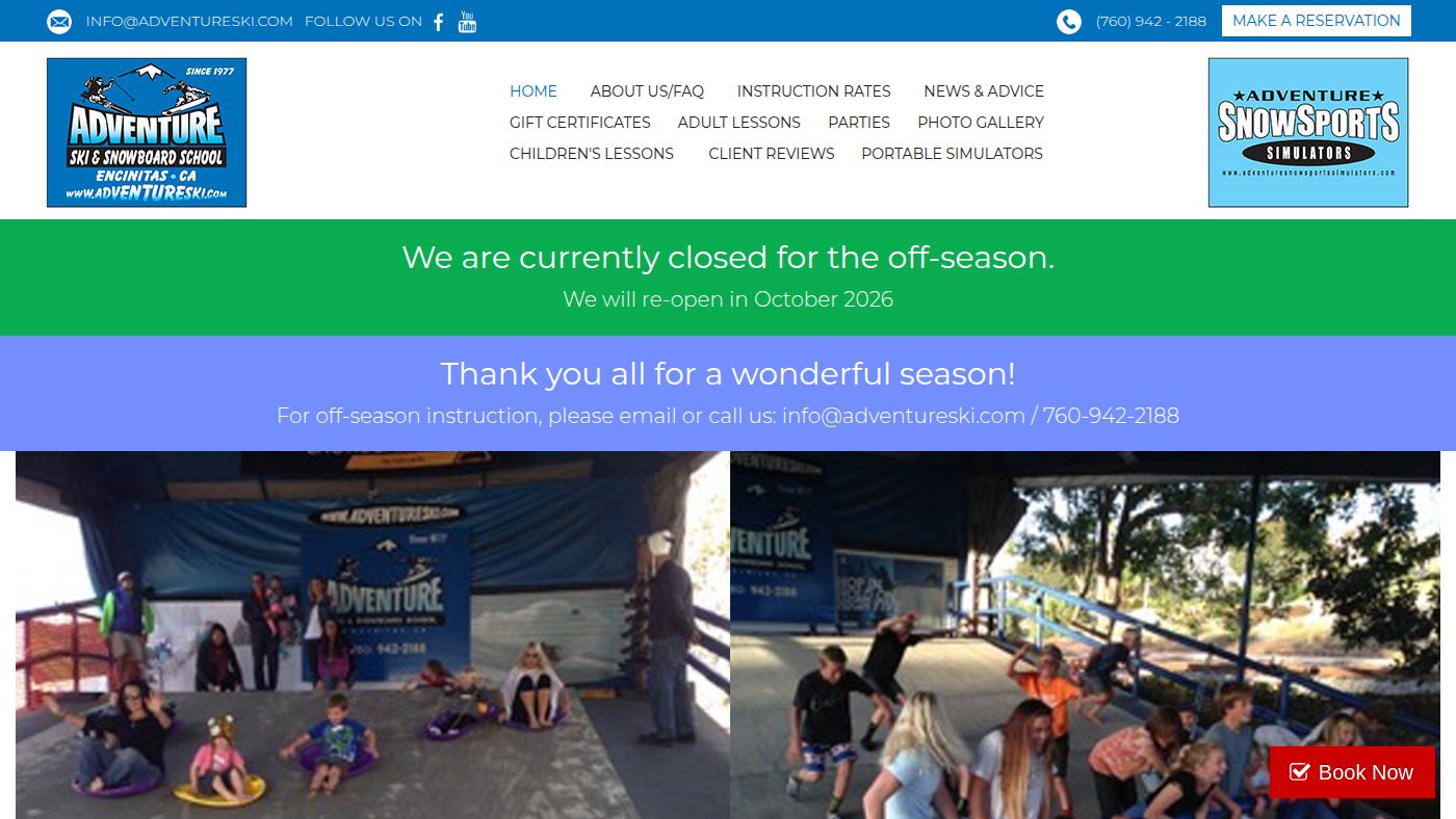 The home page of adventureski.com