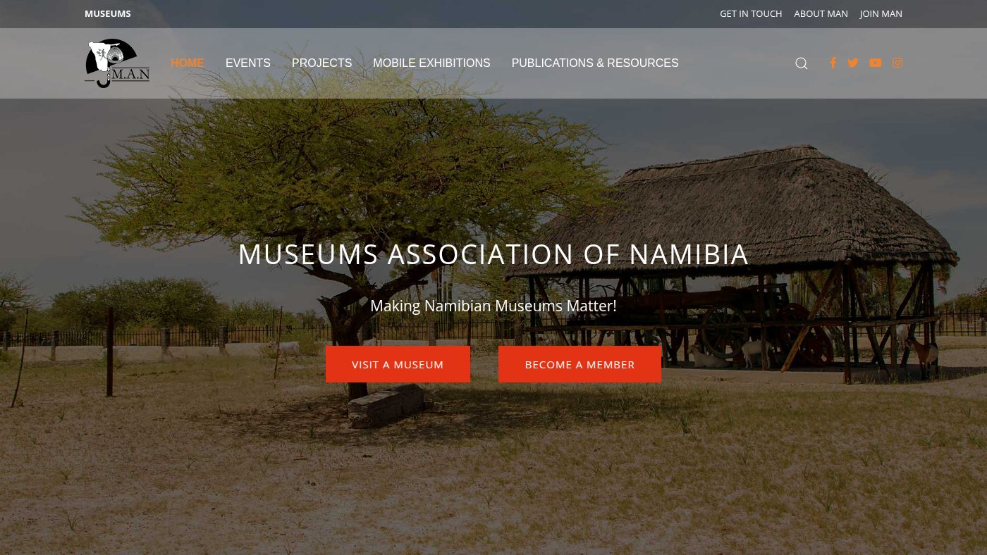 The home page of museums.com.na