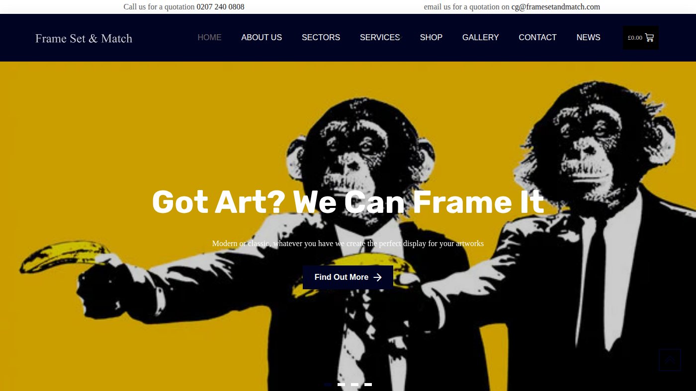 The home page of framesetandmatch.com