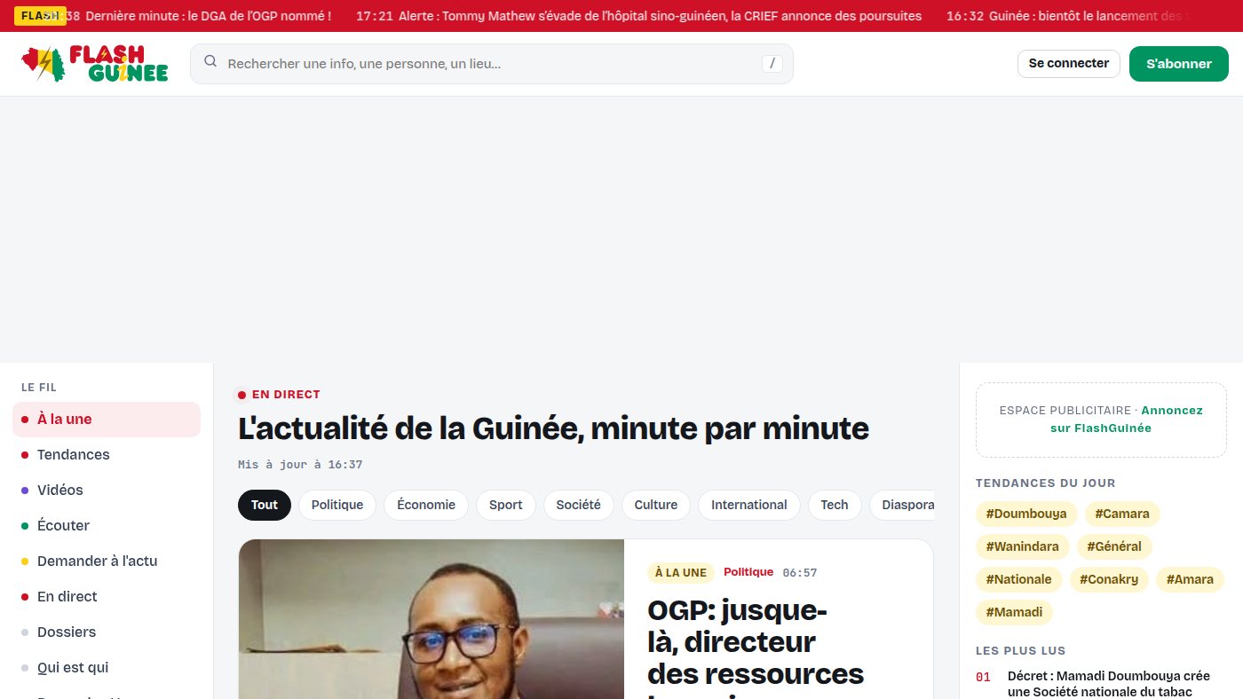 The home page of flashguinee.info