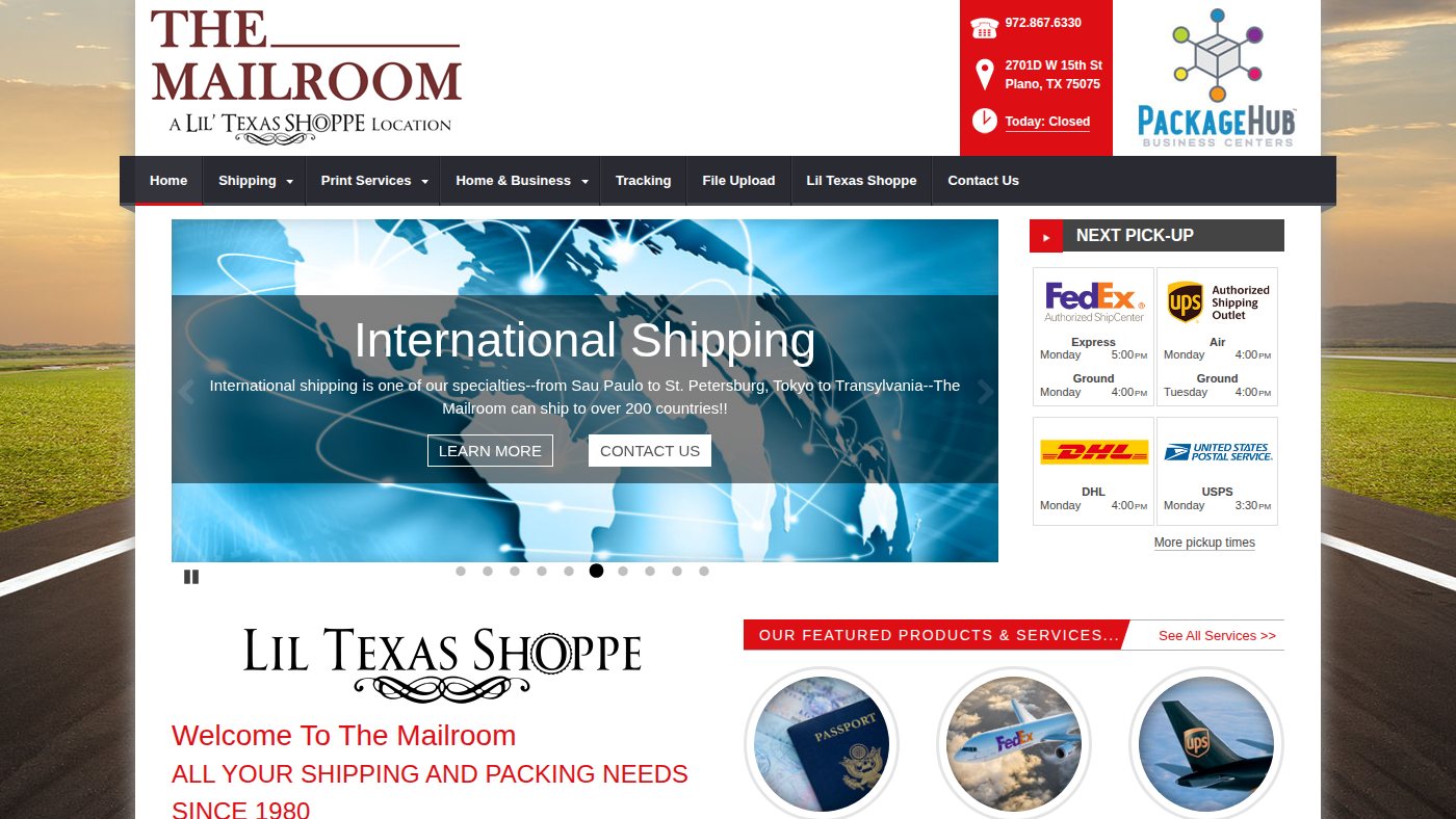 The home page of planomailroom.com