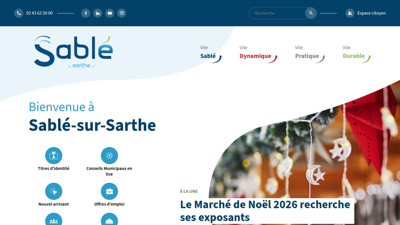 The home page of sablesursarthe.fr