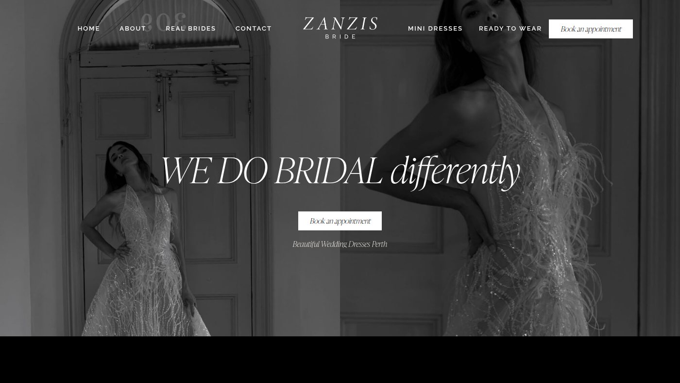 The home page of zanzis.com.au