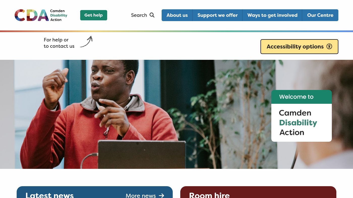 The home page of camdendisabilityaction.org.uk