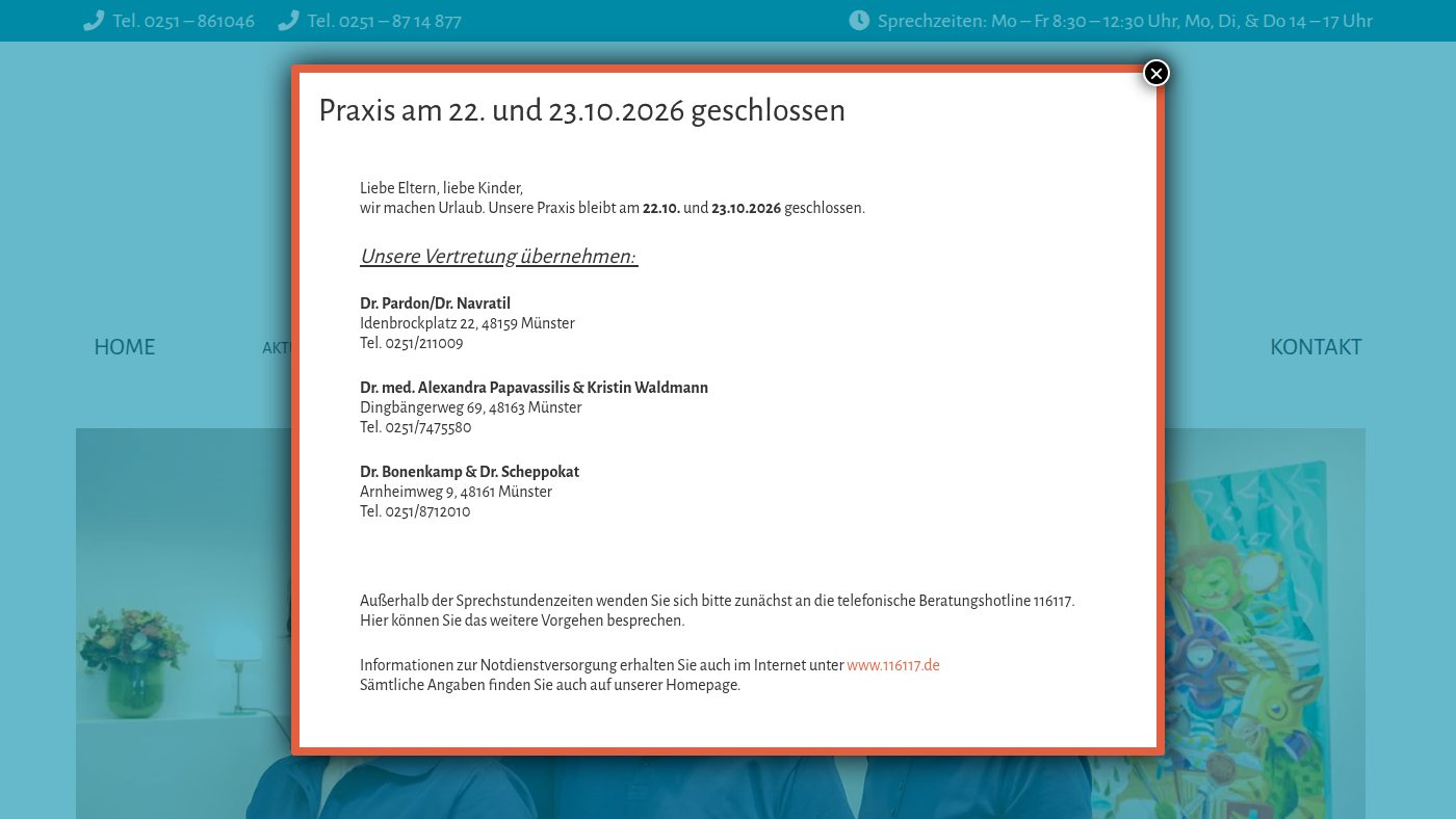 The home page of muenster-kinderarzt.de