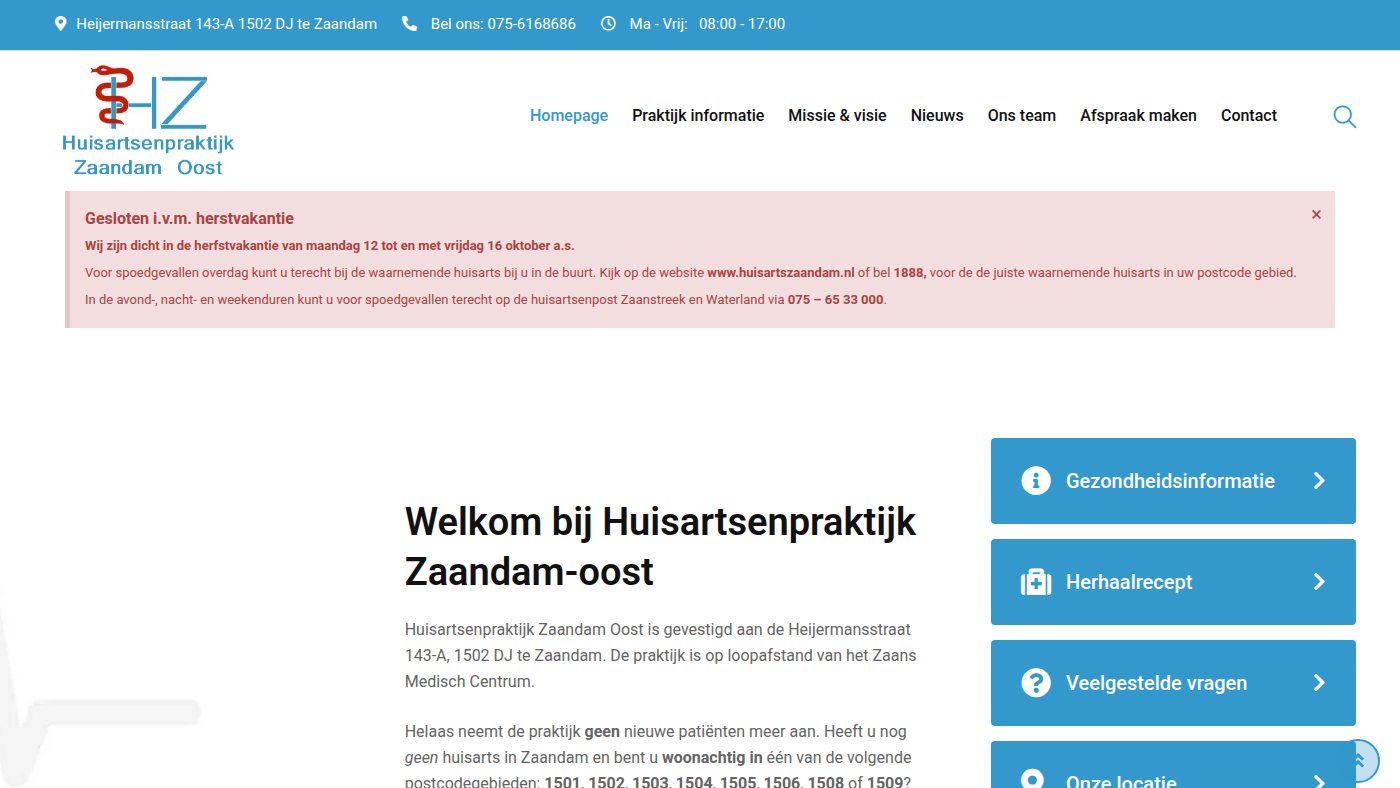 The home page of huisartsenpraktijkzaandamoost.nl