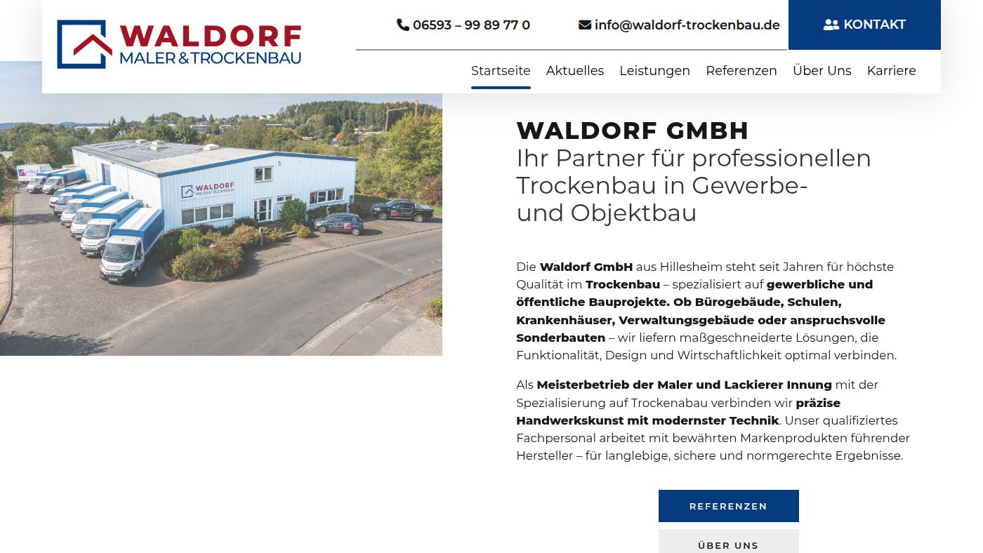 The home page of waldorf-trockenbau.de