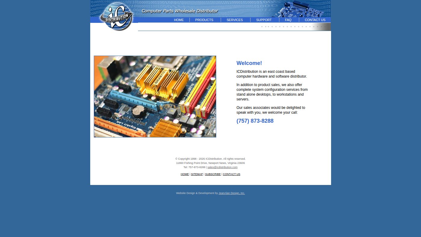 The home page of icdistribution.com