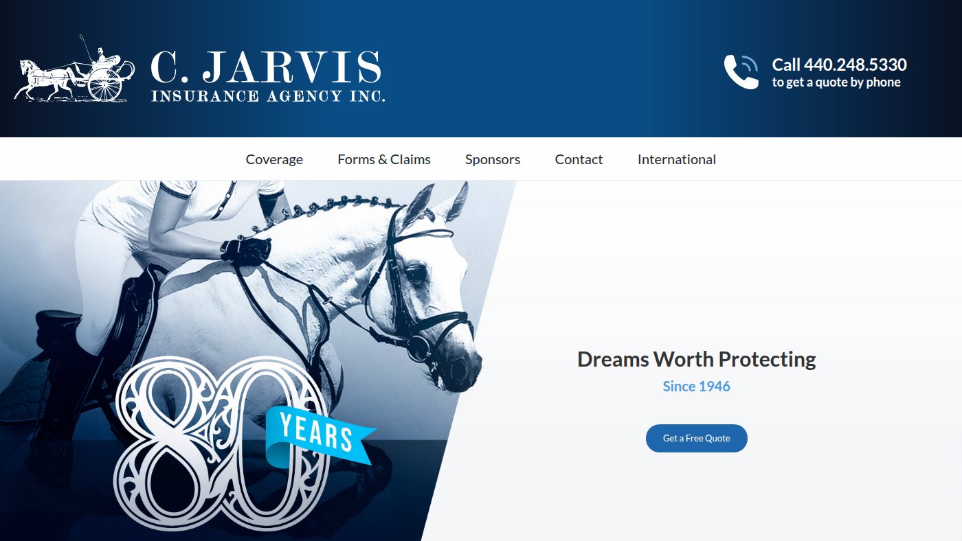 The home page of jarvisinsurance.com