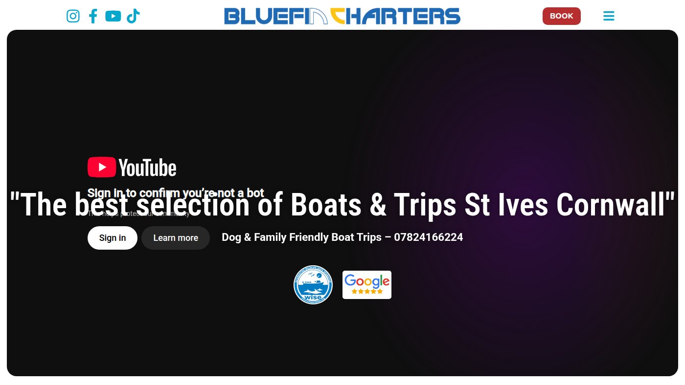 The home page of stivesfishingtrips.co.uk
