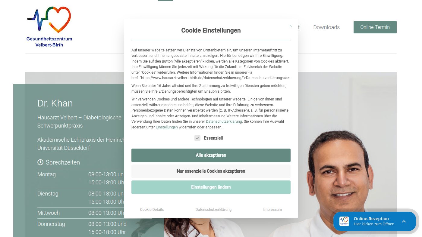 The home page of hausarzt-velbert-birth.de