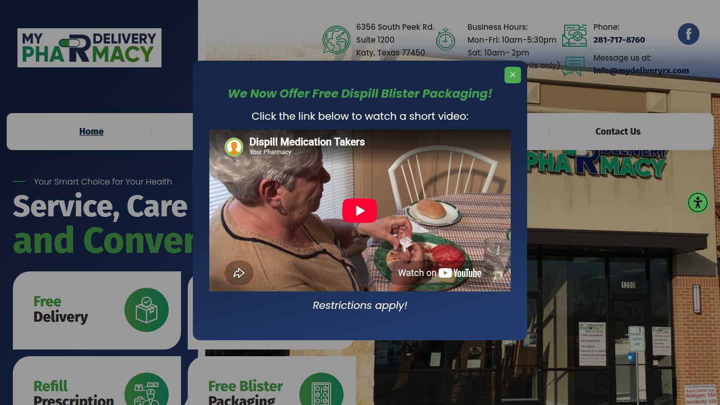 The home page of mydeliveryrx.com