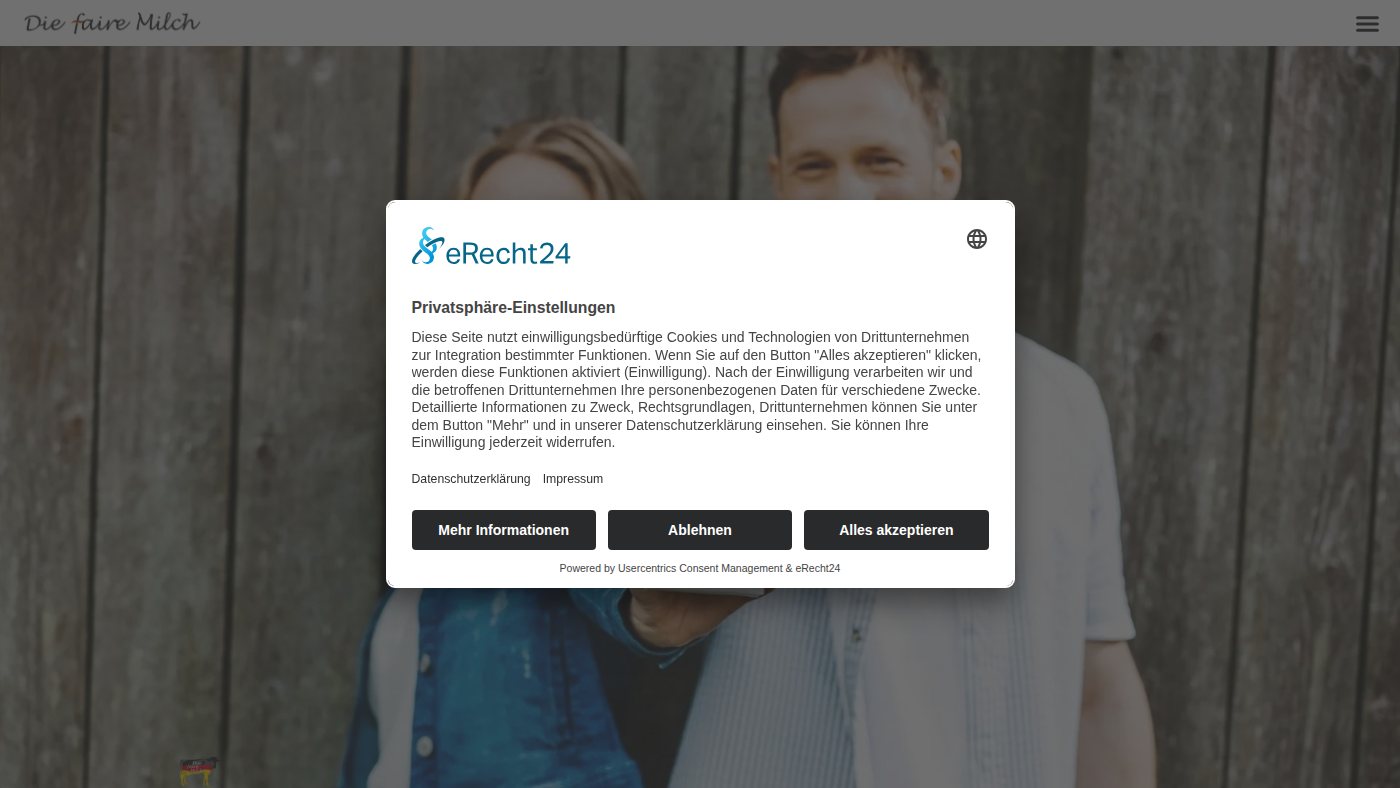 The home page of diefairemilch.de