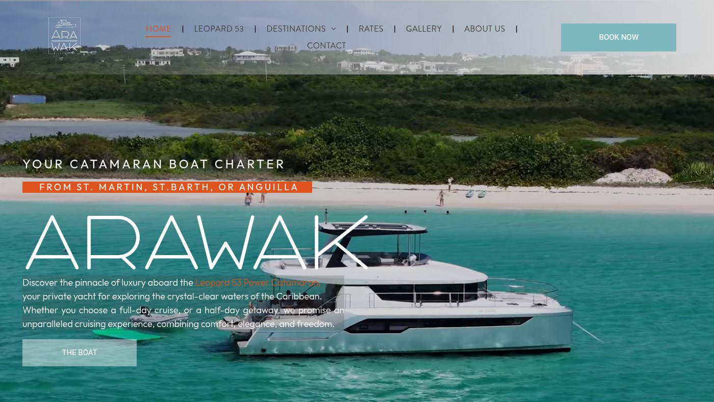 The home page of arawakcharters.com