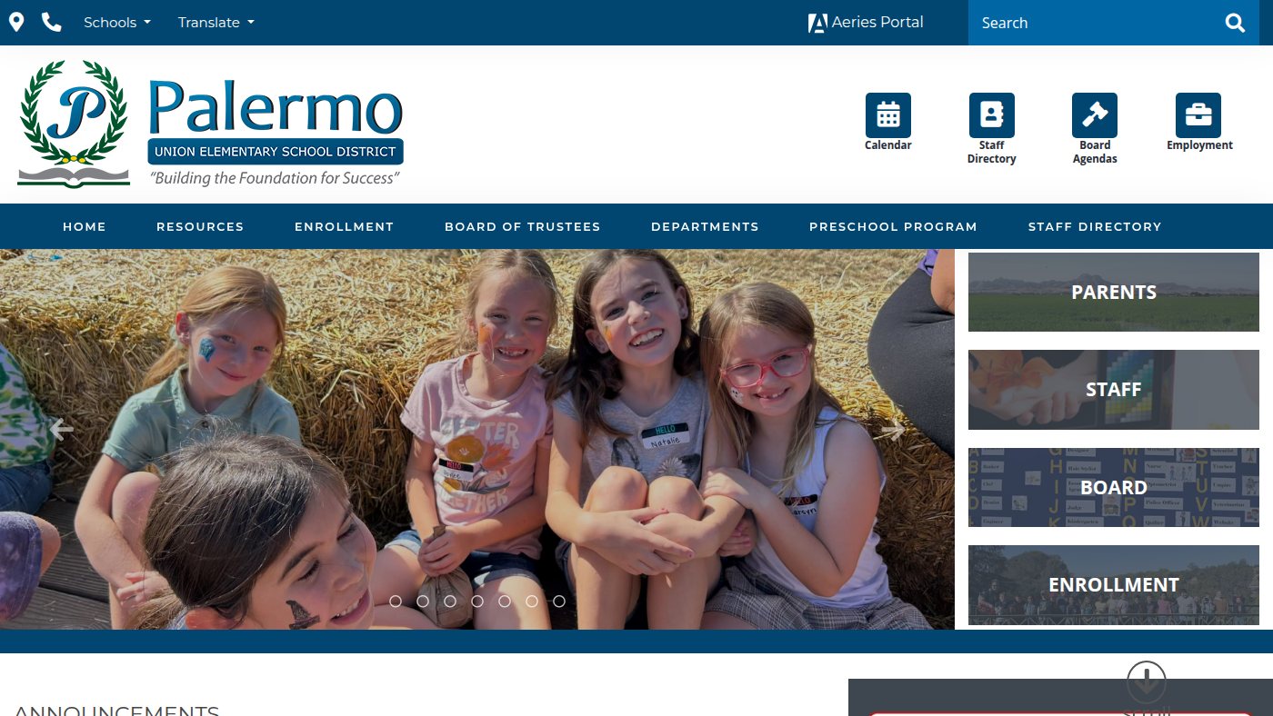 The home page of palermoschools.org